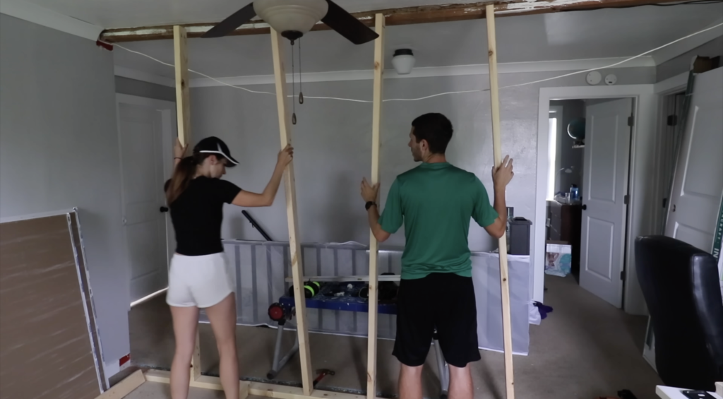 my husband and i putting up the wall and all of the studs we were not holding popping out. 